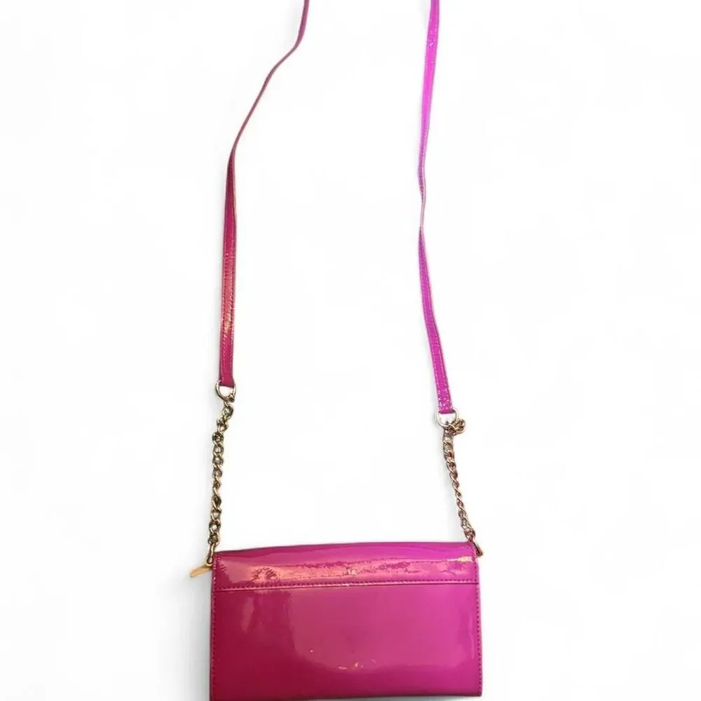 Kate Spade New York Pink Patent Leather Envelope Crossbody Clutch Chain Strap